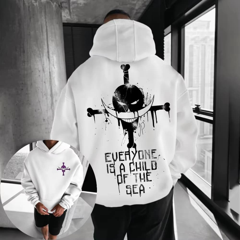 ONE PIECE 2025 Nuovo maglione con cappuccio da uomo caldo Barba bianca Anime Primavera e autunno Ragazzi Abbigliamento genitore-figlio alla moda per bambini