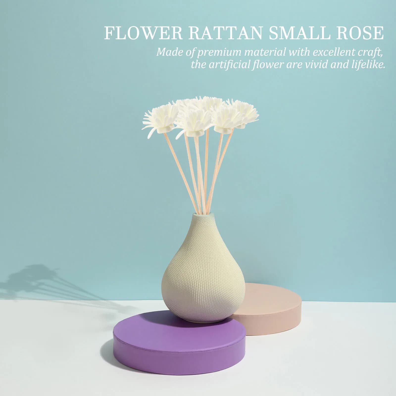 10Pcs Diffuser Flower Sticks Natural Rattan Reeds 3Mm Diameter 20Cm Length 45Cm Wide Bloom for Aromatherapy Essential Oil