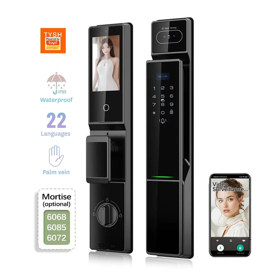 TYSH Smart Locks Cerradura Inteligente Riconoscimento delle impronte digitali Serratura digitale impermeabile WiFi Smart Lock Ai Smart Door Lock