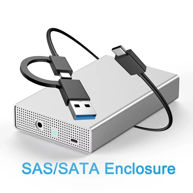 EE1 Blueendless 2.5 3.5 Pollici Enclosure Esterno SAS USB-C per SSD/HDD SAS/SATA, Box per Disco Rigido SAS SATA 2.5" 3.5"