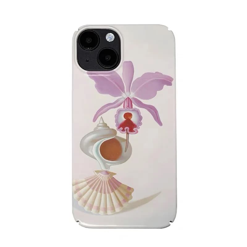 Minority Purple Flower Shell Art Phone Case for IPhone 16 15 14 13 Pro Max 12 MINI 11 Pro Plus XR Shockproof Ultra Thin Cover