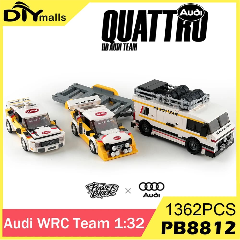 1362 pezzi MOC per Audi WRC Team 1:32 Building Blocks Modello di auto sportiva PB8812 Veicolo da collezione per assemblaggio di auto da corsa tecniche