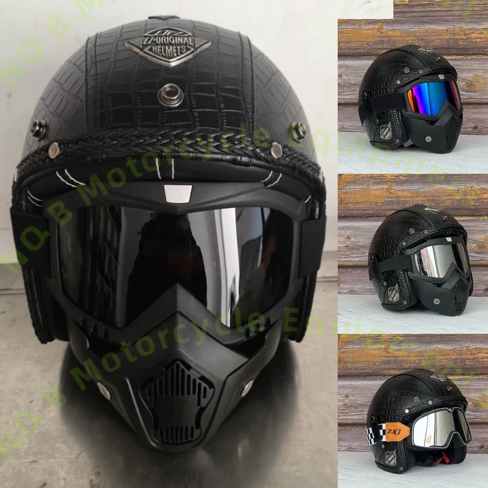 ORZ-HX61 Casco Unisex Stile Vintage Mezzo Casco Universale per Quattro Stagioni Antiurto per Moto Elettrica e Scooter
