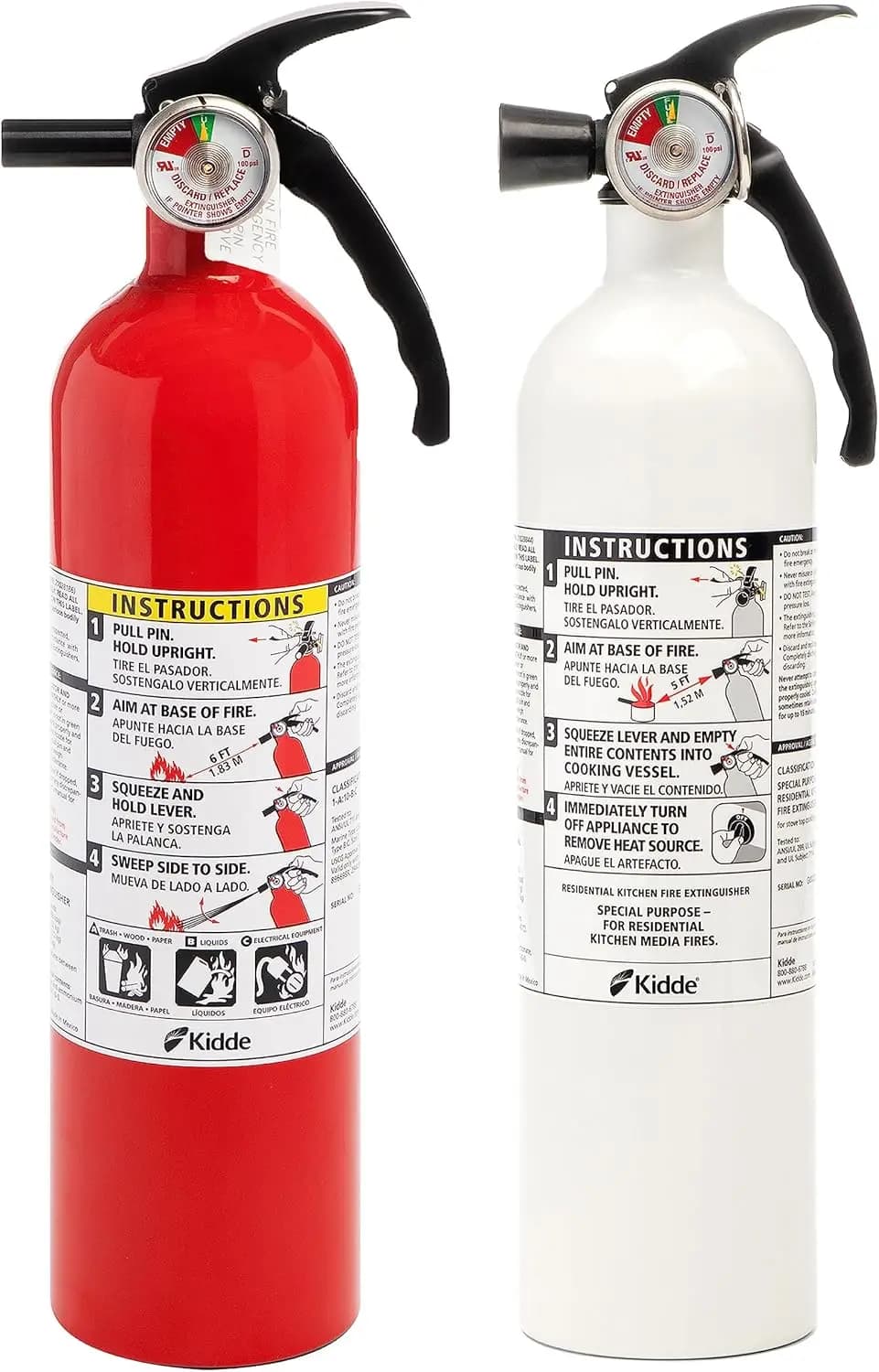 Set di 2 Estintori per Casa e Ufficio con Supporto a Parete, Include Protezione per Grasso e Multi-Classe
