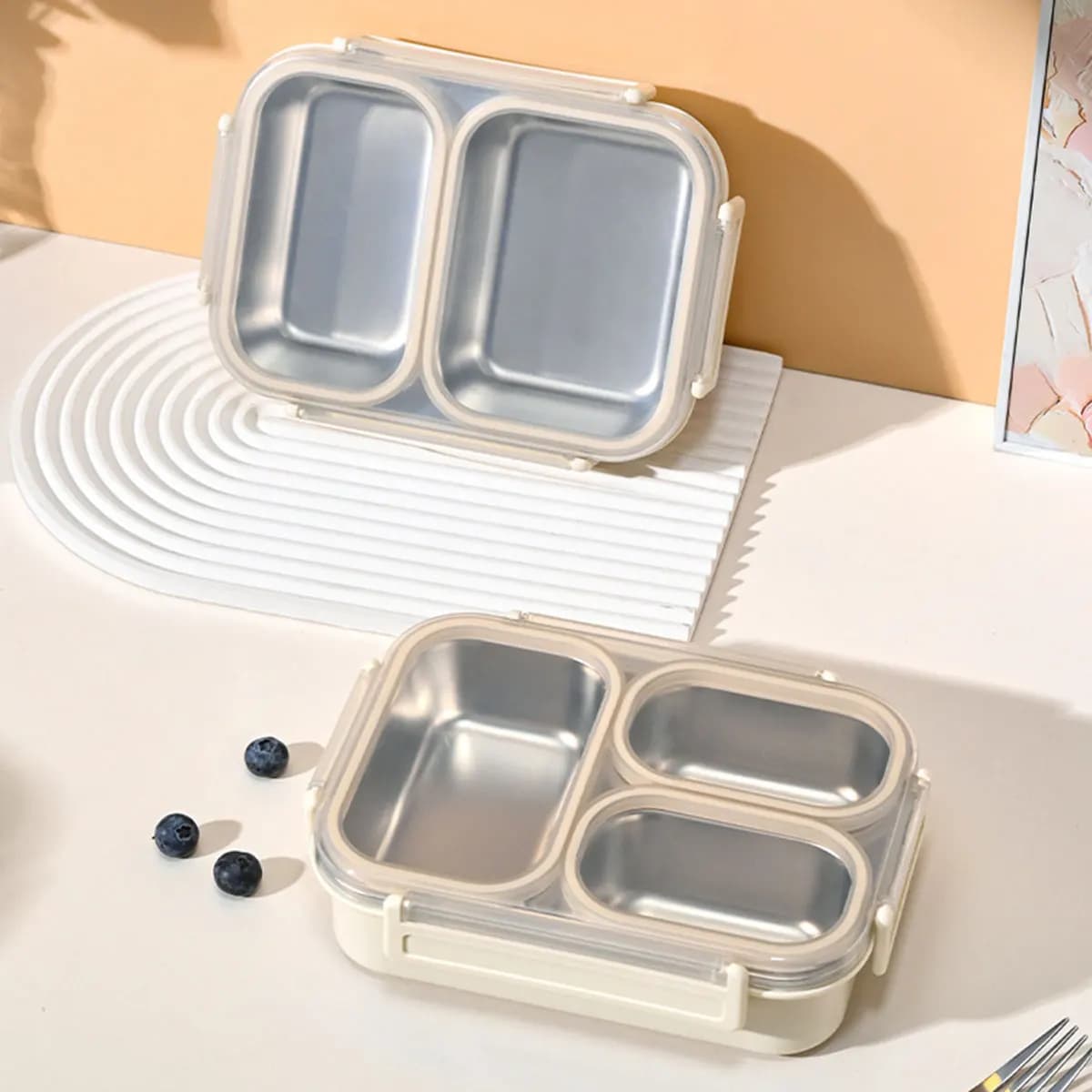 Portapranzo in acciaio inossidabile con divisori per mantenere organizzato, portapranzo in acciaio inossidabile, portapranzo in metallo, portapranzo per bambini