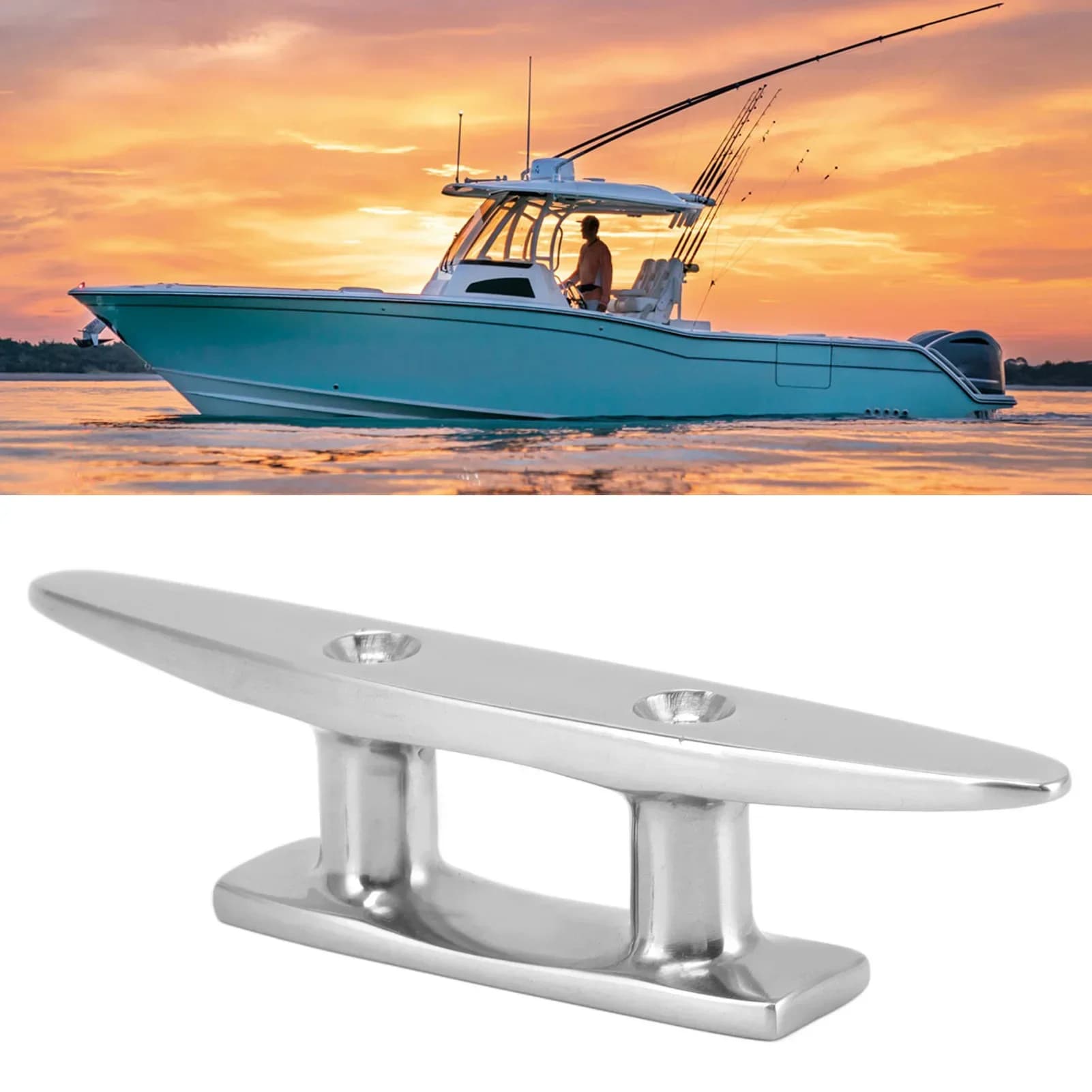 Stainless Steel Low Flat Top Boat Dock Cleat Marine Grade Boat Deck Rope Tie Replacement Parts 100mm/125mm/150mm