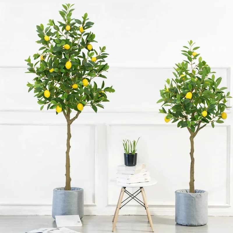 Albero di Limone Artificiale in Stile Nordico, Pianta Finta in Vaso per Decorazione Casa, Ufficio e Soggiorno