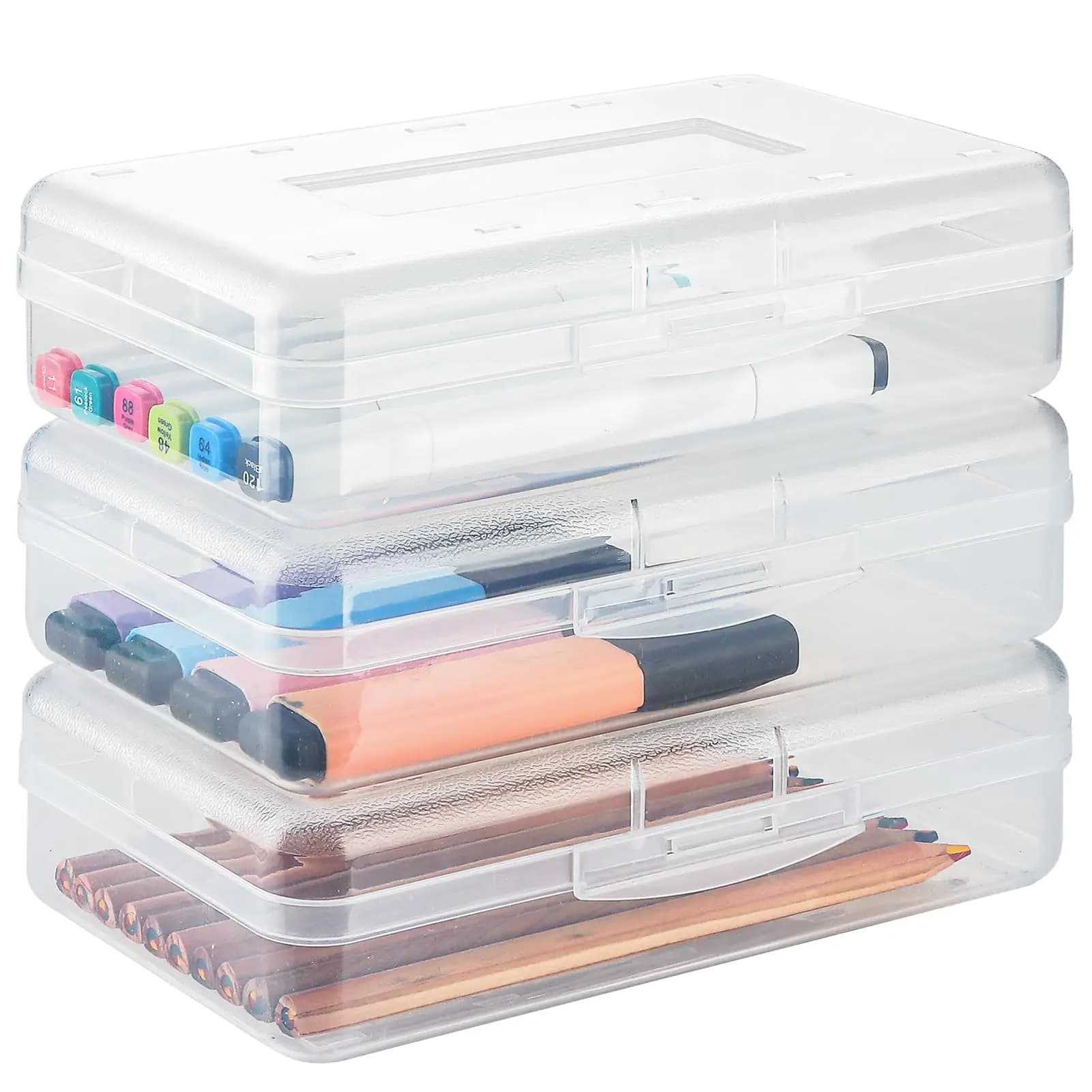 Astuccio Grande, Scatola Organizzatrice, Contenitore Impilabile per Forniture Scolastiche, Arte, Ufficio e Casa