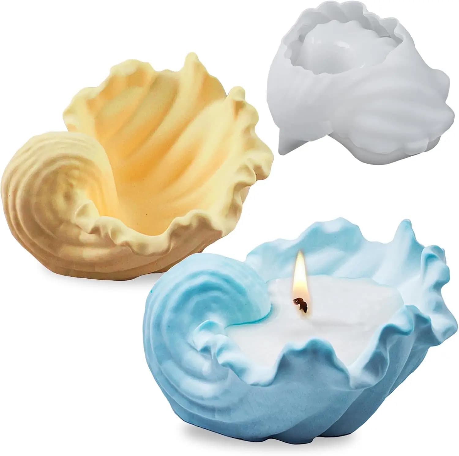 Stampo in silicone a forma di conchiglia, vassoio per colata in resina per piatti gioiello fai da te, portacandele, contenitore per caramelle