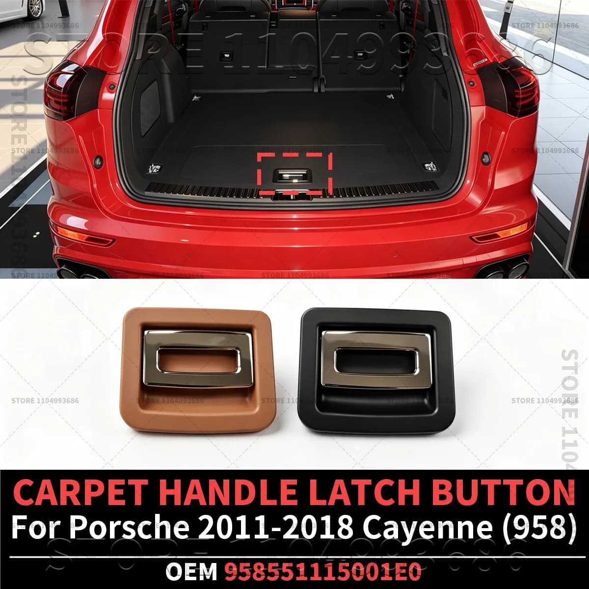 Per Porsche Cayenne (958 92A) Tappetino Copri Bagagliaio con Maniglia e Pulsante di Chiusura OEM 958551115001E0 95855111500