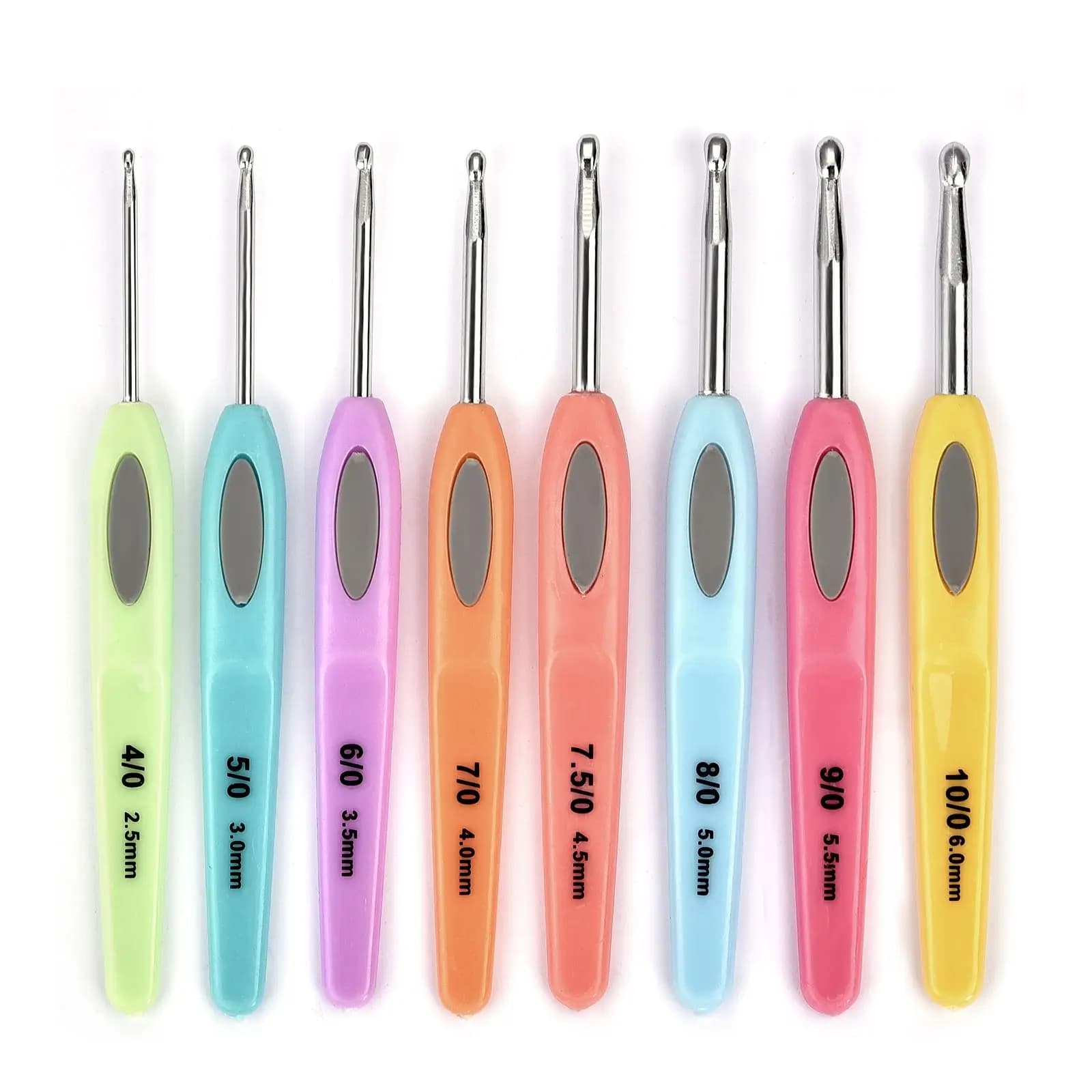 8 pezzi colorati manico in plastica morbida uncinetti in allumina ferri da maglia set 2.5-6mm uncinetto per tessuto aghi da cucito strumento