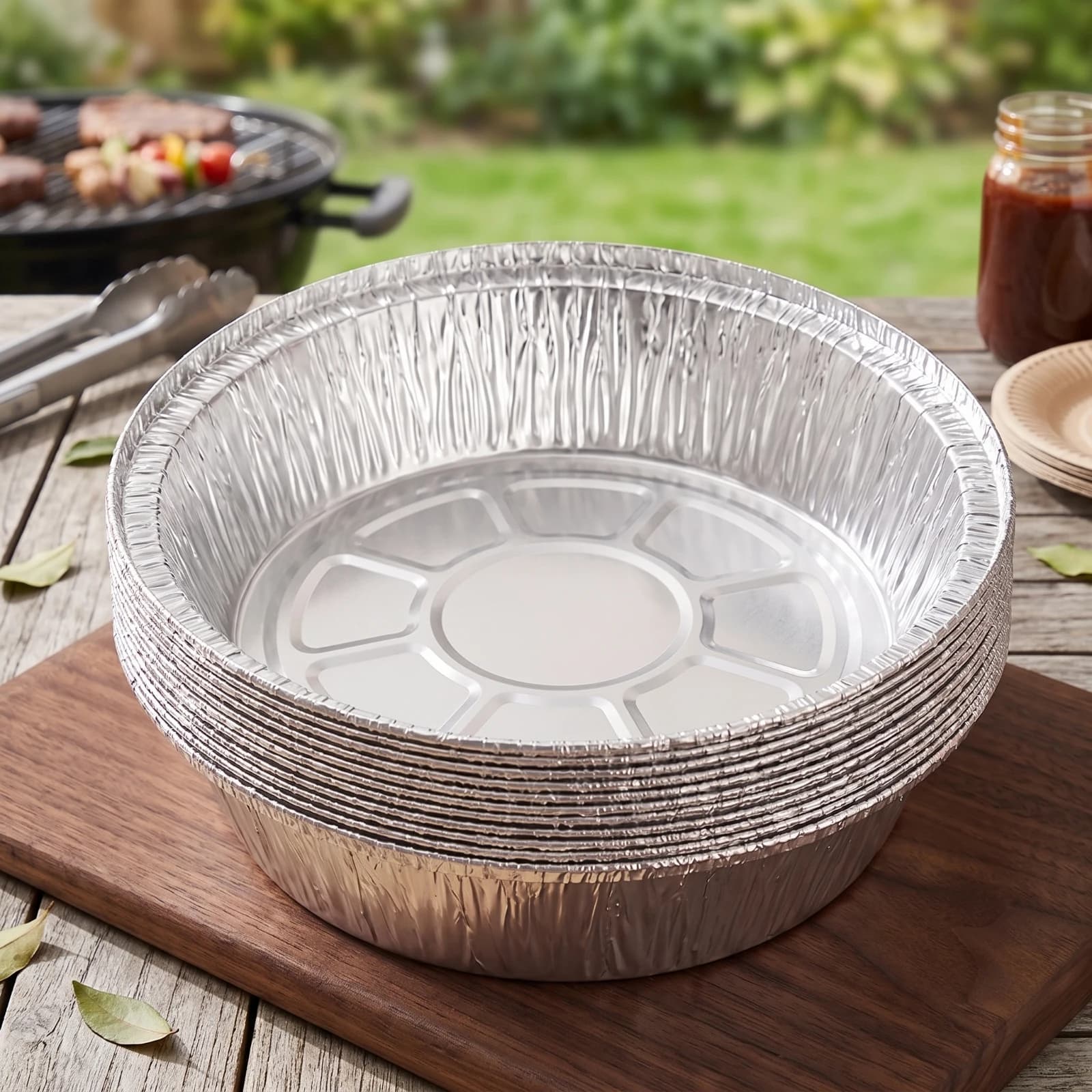 50 Pieces Aluminum Foil Pan Fluted Round Foil Pan Cookware Heavy Duty Deep for Home Bakers, Air Fryer, Takeout