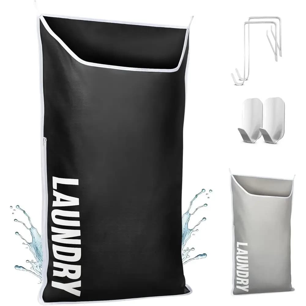 Hanging Laundry Hamper Bag XL 40x22, Space Saving over the Door Storage Bags, Behind the Door Hampers for Dirty Clothes & Wall M