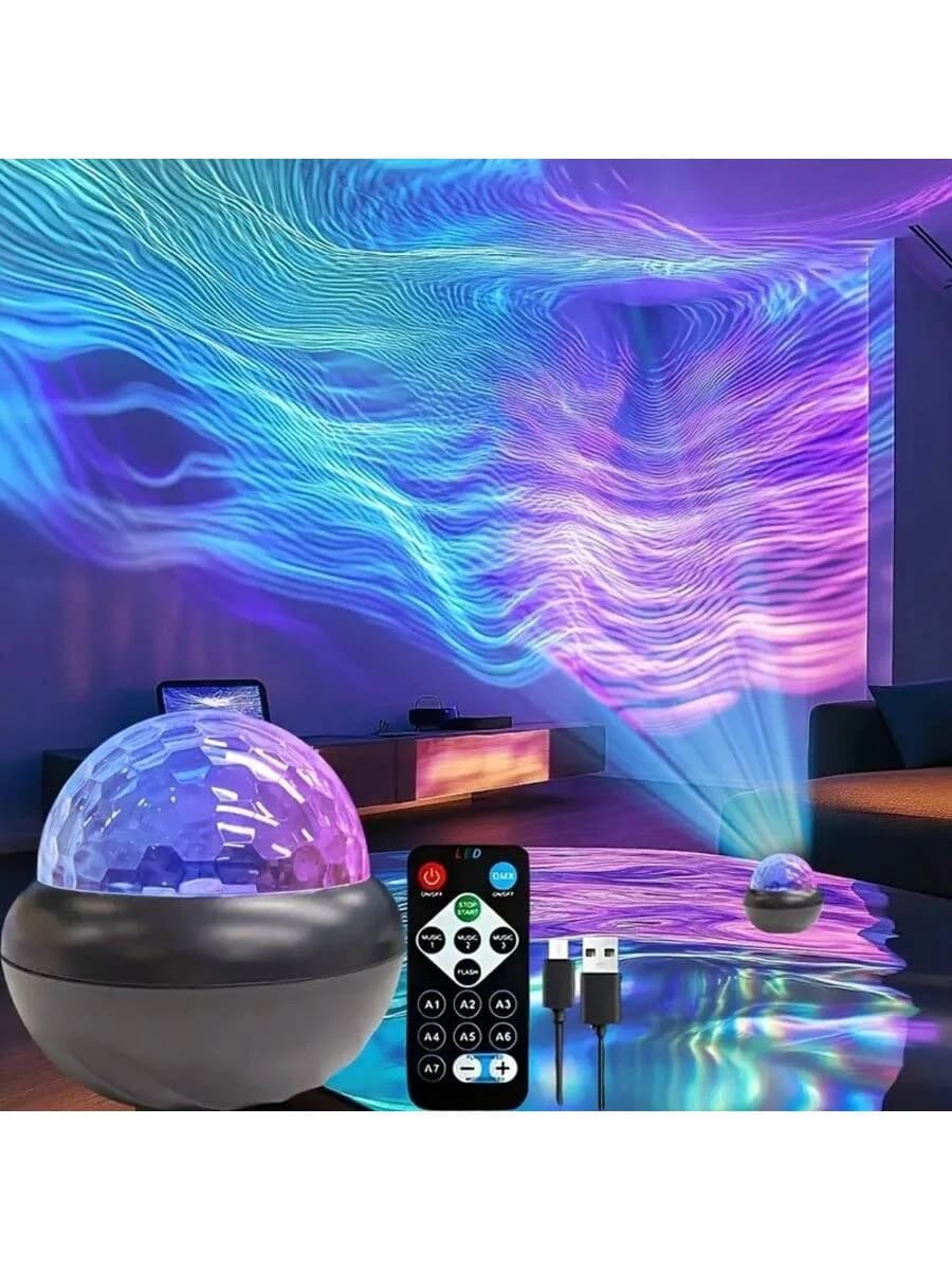 Lampada da scrivania a LED con ondulazione dell'acqua: colore che cambia, telecomando, alimentata tramite USB, RGB, effetto cielo notturno, illuminazione ambientale. Ideale