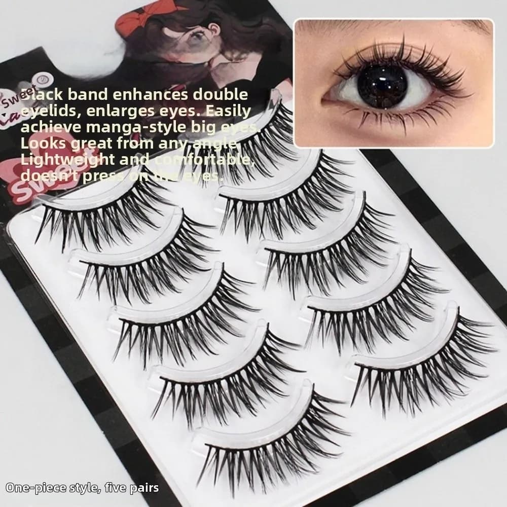 Ciglia Finte Nere Stile Anime Cartoon 10-13MM Facili da Applicare, Extension Ciglia Fai da Te, Trucco Occhi Leggero, Ciglia Finte Effetto Demone per Uso Quotidiano