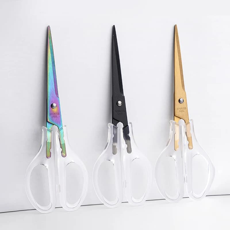 1 pcs office scissors, scissors with transparent anti-rust handle, hand-made home office stationery, paper cut pruning ZS-17