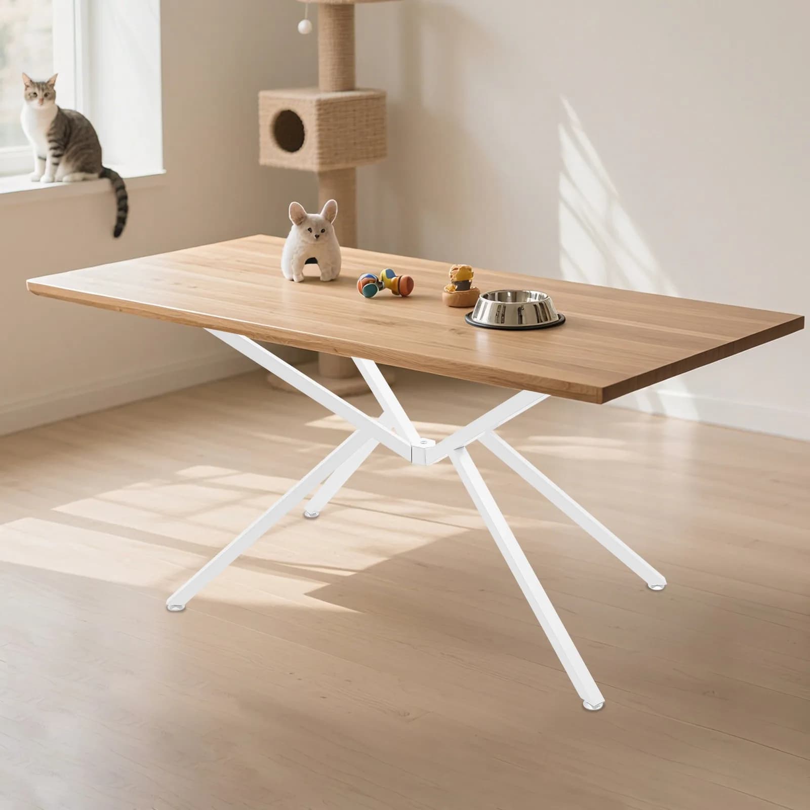Gambe per tavolo in metallo da 0,8 mm e 30 mm per mobili moderni, design a croce in ferro bianco