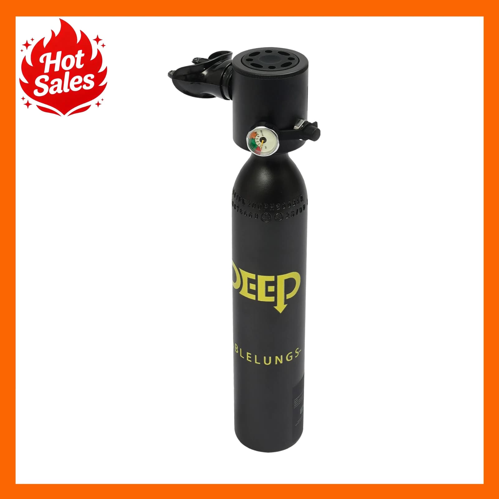 Scuba Tank 0.5L Mini Portable Diving Oxygen Tank with Hand Pump Emergency Breathing Apparatus for Snorkeling Shallow Water Rescue Anti-Loss Tether Lightweight Easy Carry Black