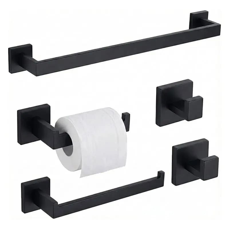 M11K-Bathroom Hardware 5-Piece Set Stainless Steel Towel Bar For Modern For Bathrooms