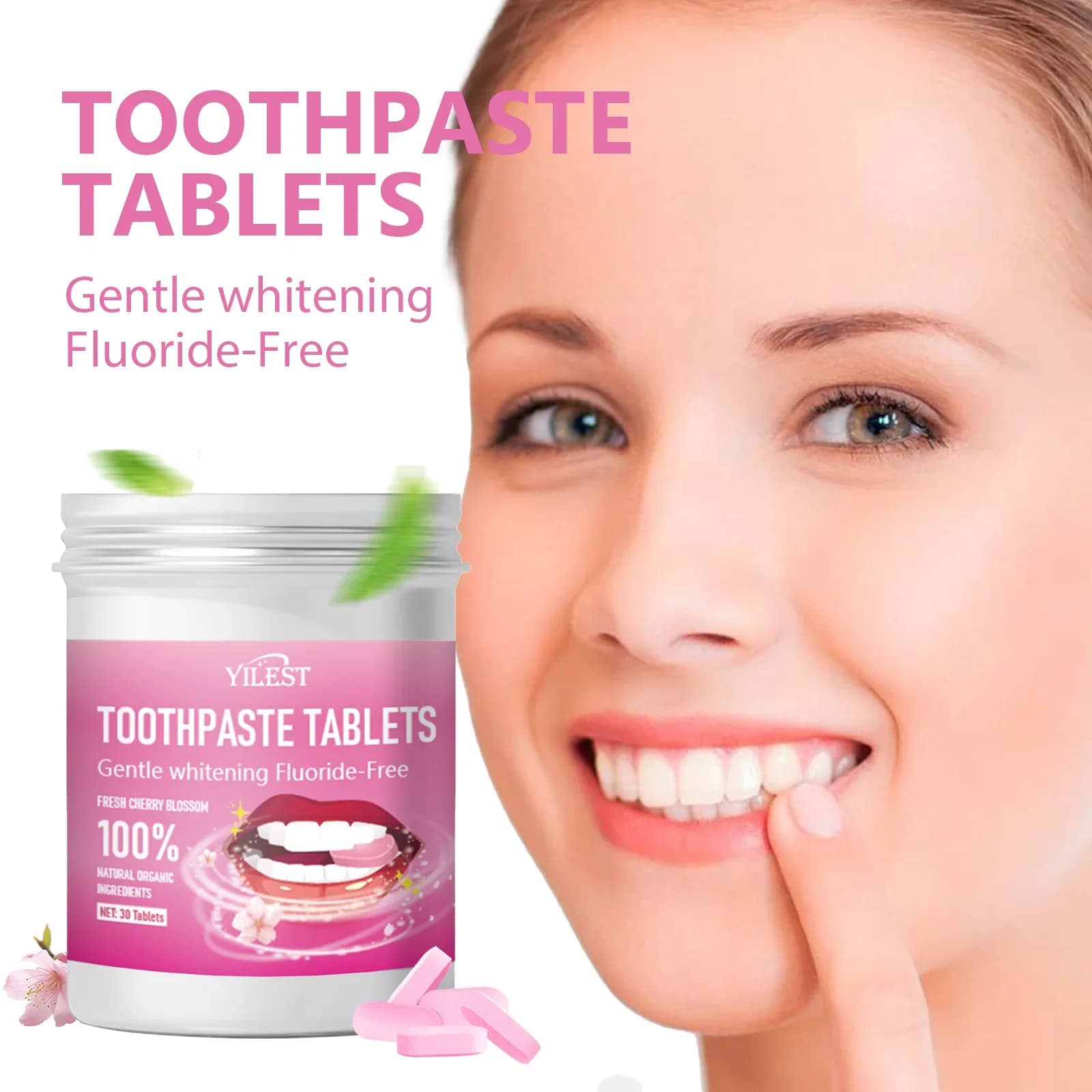 Probiotic toothpaste tablets. Fight the bad breath, neutralize the smell of smoke and whiten the teeth by reducing the stains for a fresh