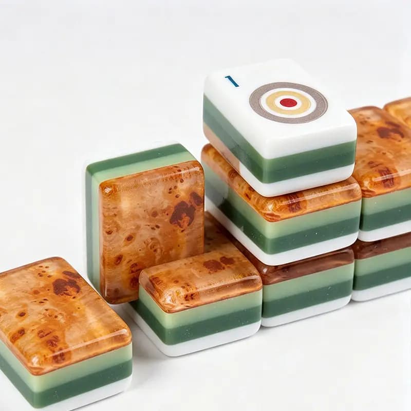 American Mahjong Set Wood Grain Acrylic 4 Layer Colorful Tiles Hand Shuffle for Leisure Game
