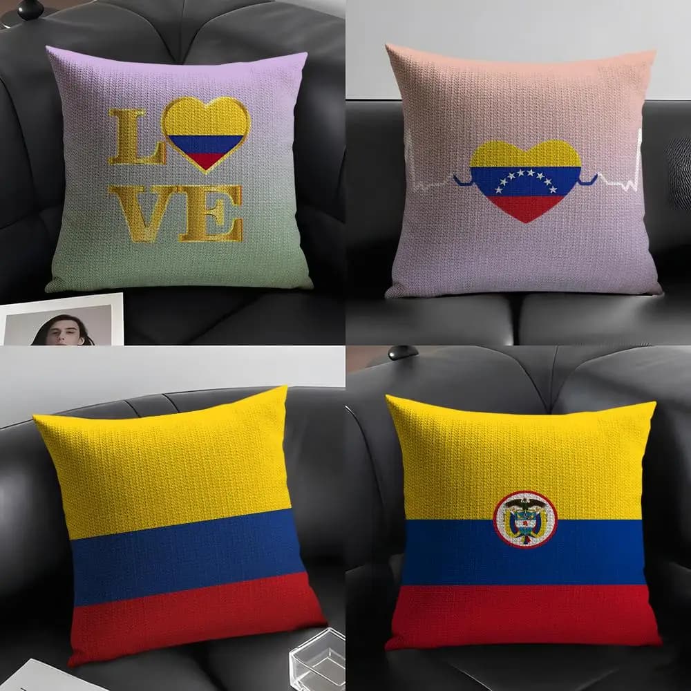 Pillow Case Linen Cushion Covers For Decorative Sofa Home Pillows Case Car Chair Pillows Cases Colombia COL flag