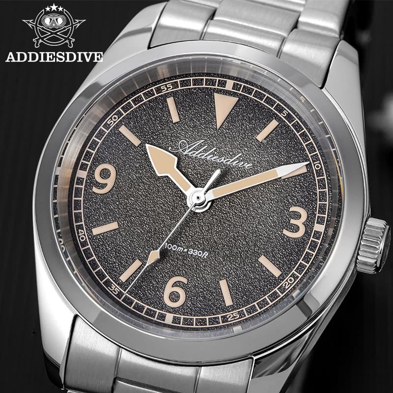 ADDIESDIVE Nuovo orologio al quarzo di lusso da uomo 36mm con cristallo di zaffiro 100M impermeabile in acciaio inossidabile Explorer Outdoor Watch AD2554
