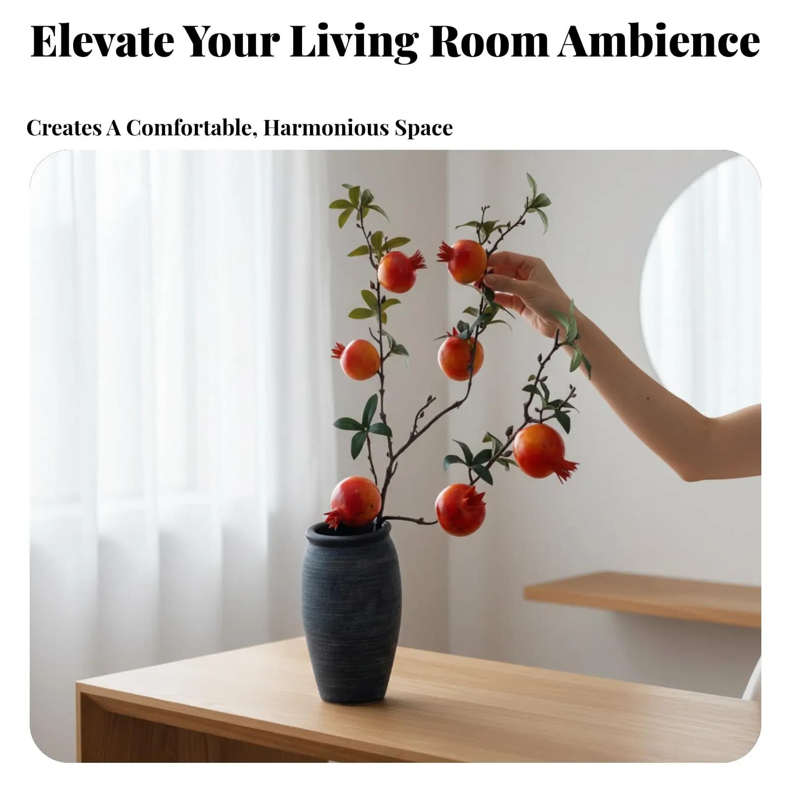 Ramo di Fiori Artificiali con Bacche, Ramo di Frutta Secca Finta, Decorazione in Stile Cinese per Capodanno, Composizione Realistica per la Casa