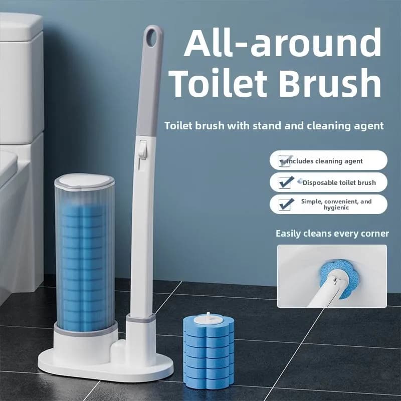 Set di Spazzole per WC Usa e Getta con Manico Lungo, Setole Morbide Senza Angoli Morti, Strumento per la Pulizia del Bagno, Accessori per la Cura Personale Domestica