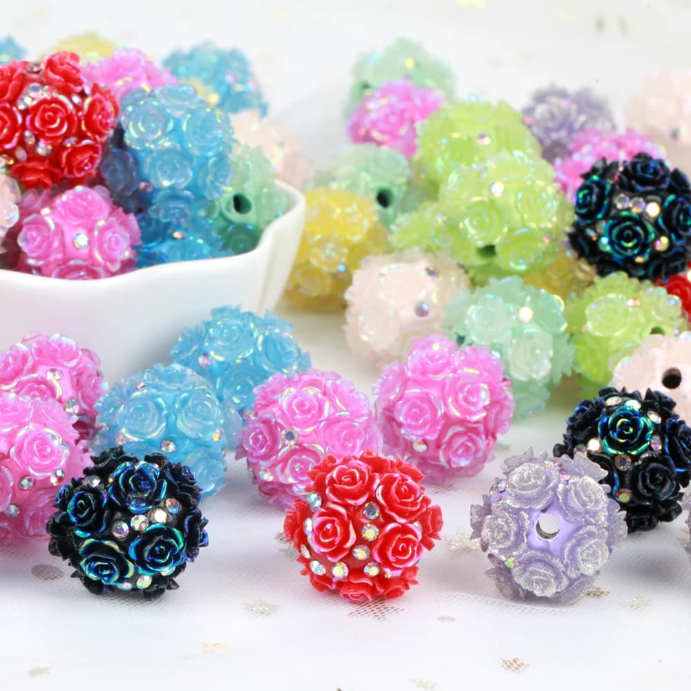 20mm 1/3/5pcs Camellia Flower Ball Red Polymer Clay Acrylic Beads For Jewelry Making DIY Necklace Bracelets Earring Accessories