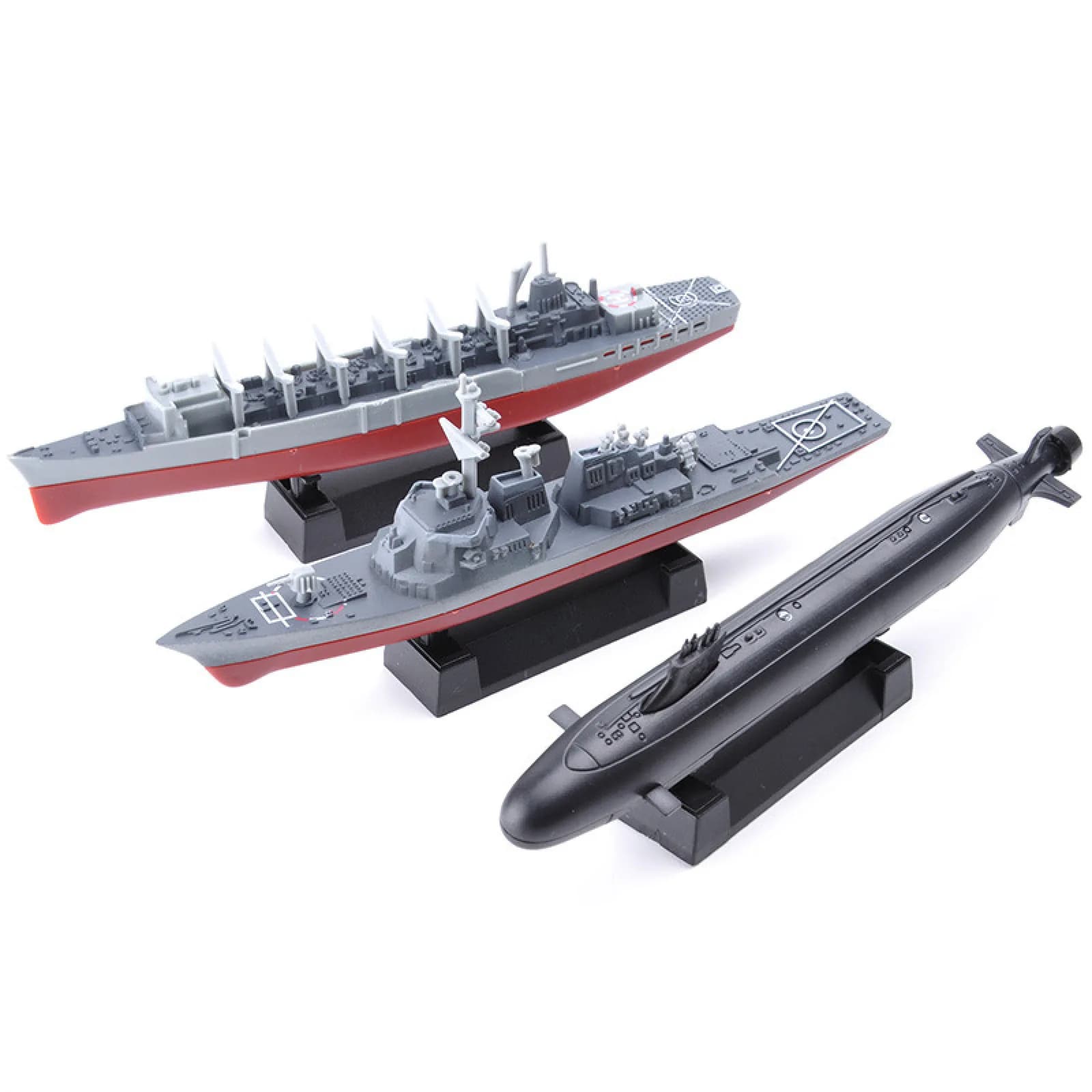 8 pezzi di plastica smontato nave da guerra portaerei crociera distruttore sottomarino modello 4D smontato kit nave puzzle giocattoli militari