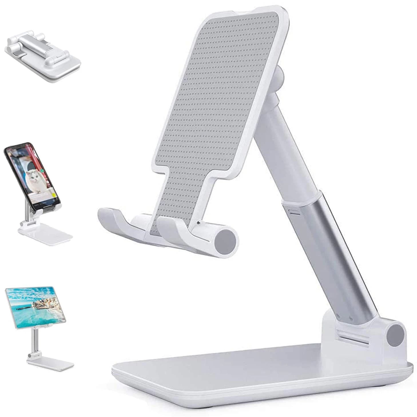 Supporto per telefono cellulare da scrivania per iPhone iPad Xiaomi Huawei Supporto per tablet da tavolo in metallo pieghevole Supporto per estensione