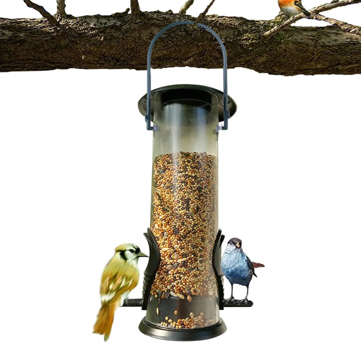 Hanging Bird Feeder Retro Style Durable Plastic Outdoor Bird Feeder Creative Practical Food Container For Small Birds Cage