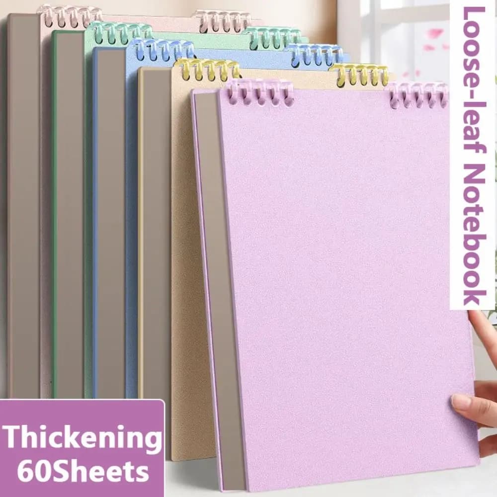 60Sheets/Book A5 Loose-leaf Notebook Color Flip Up Diary Book Detachable Horizontal Line Inner Pages Notepad Students