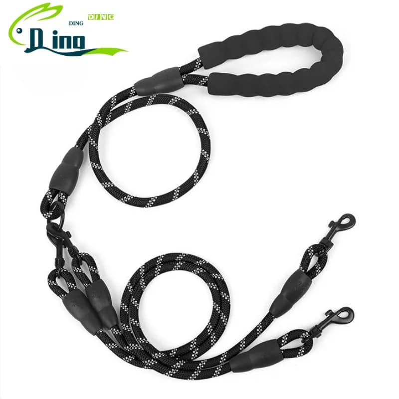 Guinzaglio per Cani a Tre Teste in Nylon Intrecciato, Corda Rotonda, Cintura di Trazione per Animali Domestici, Catena per Cani Robusta e Sicura con Impugnatura in Schiuma