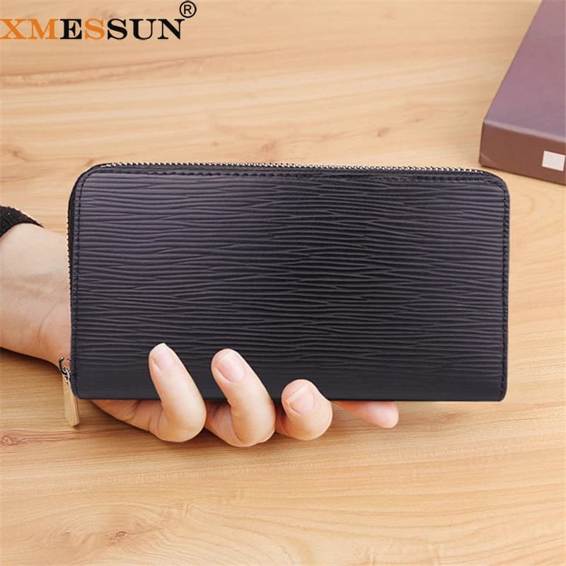 XMESSUN New Soft Leather Purse for Women 2026 Fashion Cowhide Large Capacity Lizard Pattern Long Wallet Water Ripple Wallet