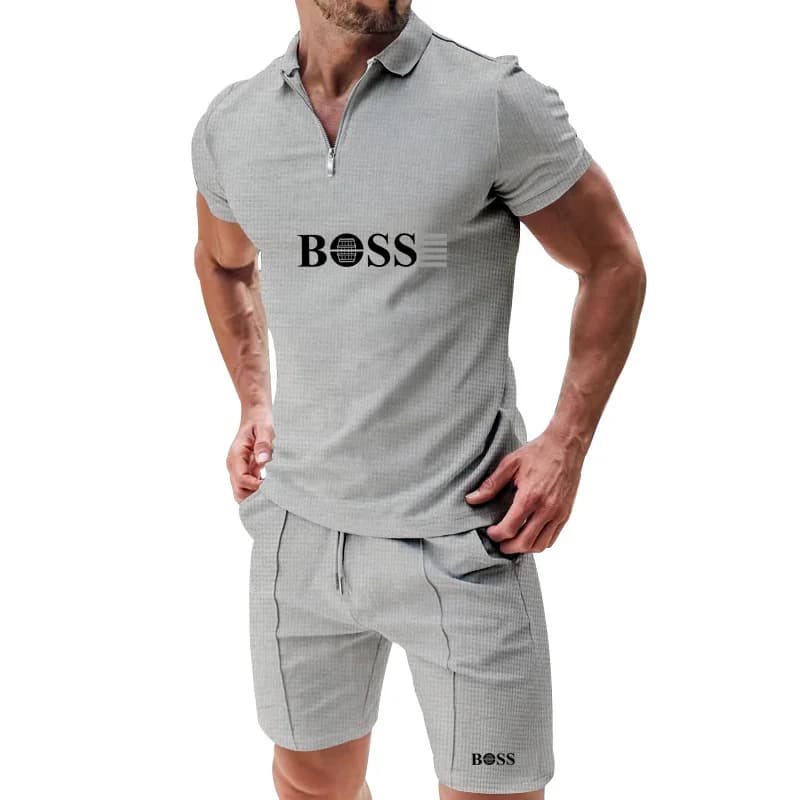 Men's summer sports suit: T-shirts and shorts for outdoor jogging, fashionable, fast and breathable drying, short sleeved