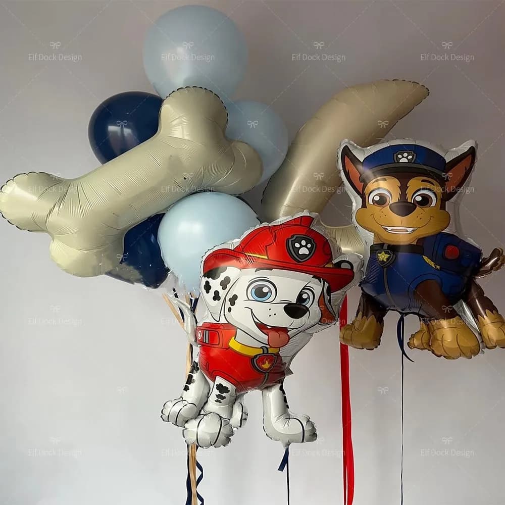 Cartoon Paw Patrol Cartoon Chase Skye Marshall Foil Palloncino Ossa di cane Crema Numero Forniture per feste di compleanno per bambini Foto Prop Decor