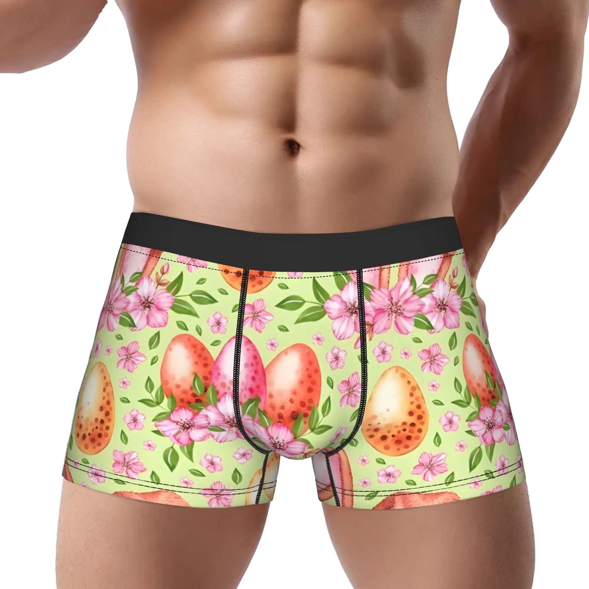 Slip da uomo con stampa orecchie di coniglio, stile Pasqua, 1 pezzo