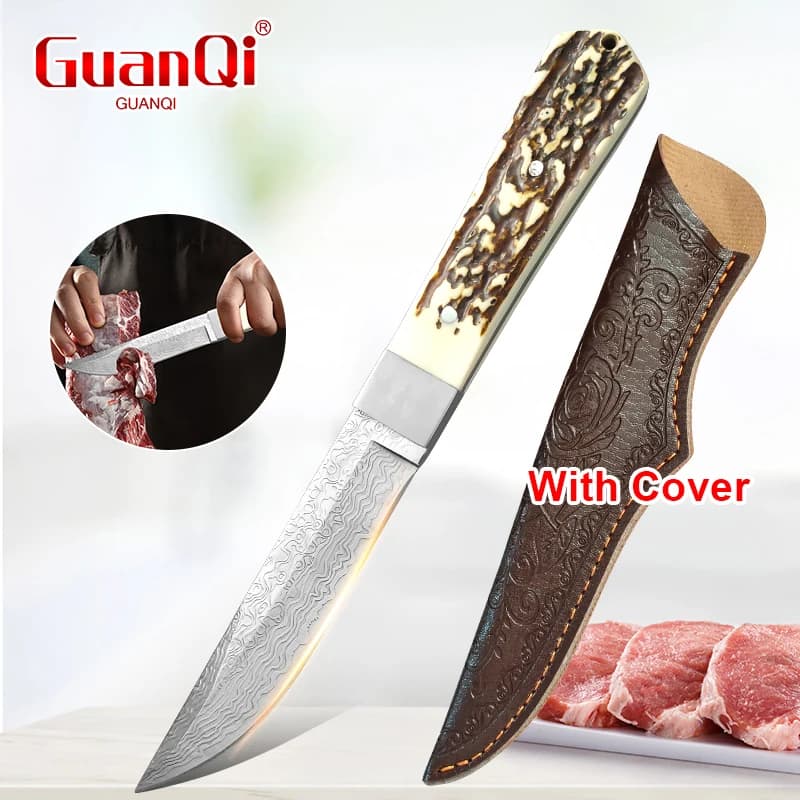 Fruit Knife Hand Forged Chef Knife Fruit Slicing Knife Professional Kitchen Knives Stainless Steel Barbecue Knife with Sheath