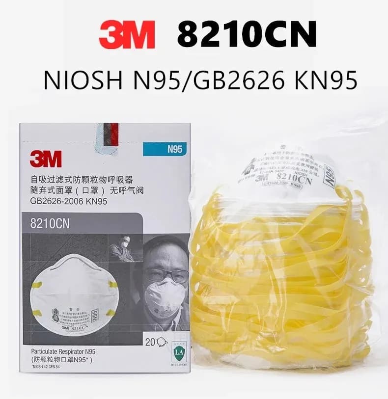 Maschere protettive 3M KN95 8210NIOSH N95 Certificato Anti PM2.5 Tazza Assistenza sanitaria industriale Maschera antiappannamento 8210CN Maschera per il viso Fascia per capelli