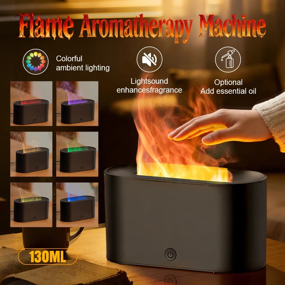 Mini diffusore di aromi con fiamma colorata, umidificatore, diffusore di oli essenziali per aromaterapia con spegnimento automatico per l'ufficio della camera da letto di casa
