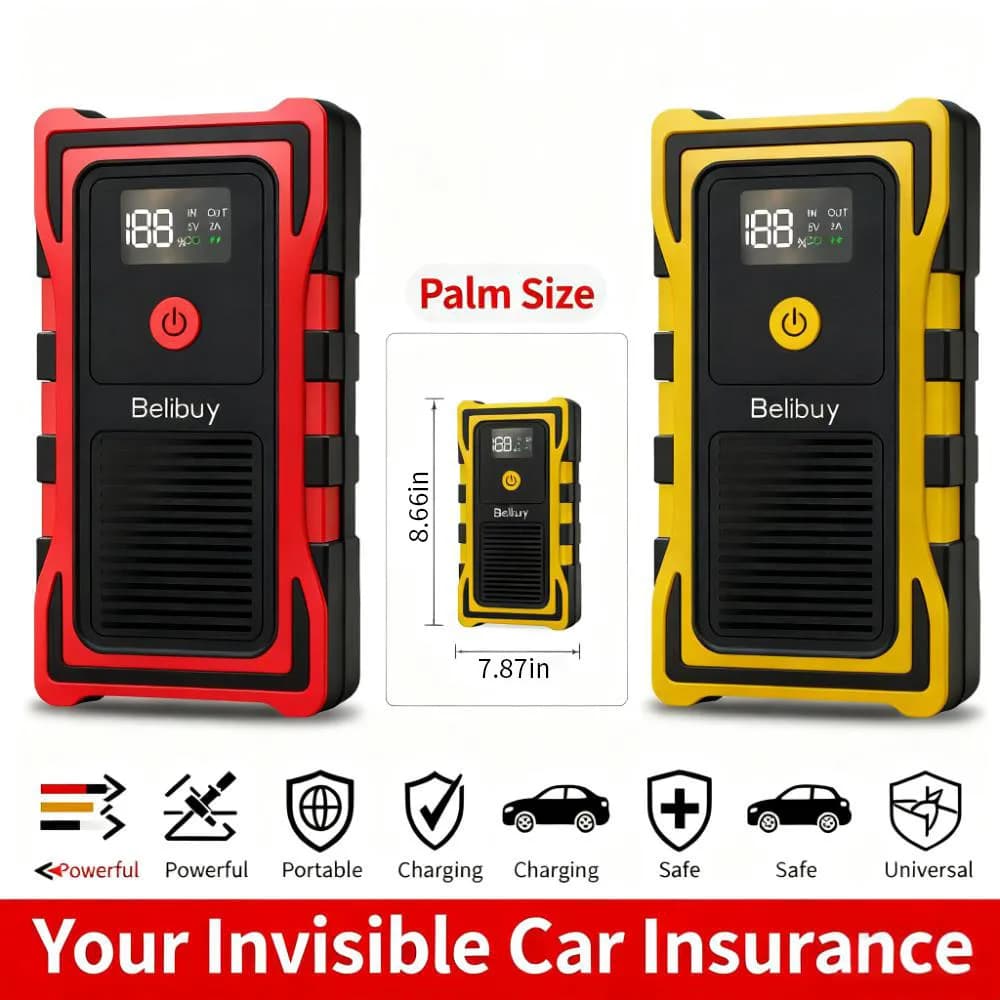 Avviatore di emergenza per auto 2000A, Power Bank e luce LED di emergenza per tutte le auto diesel/gasolina 12V con display digitale
