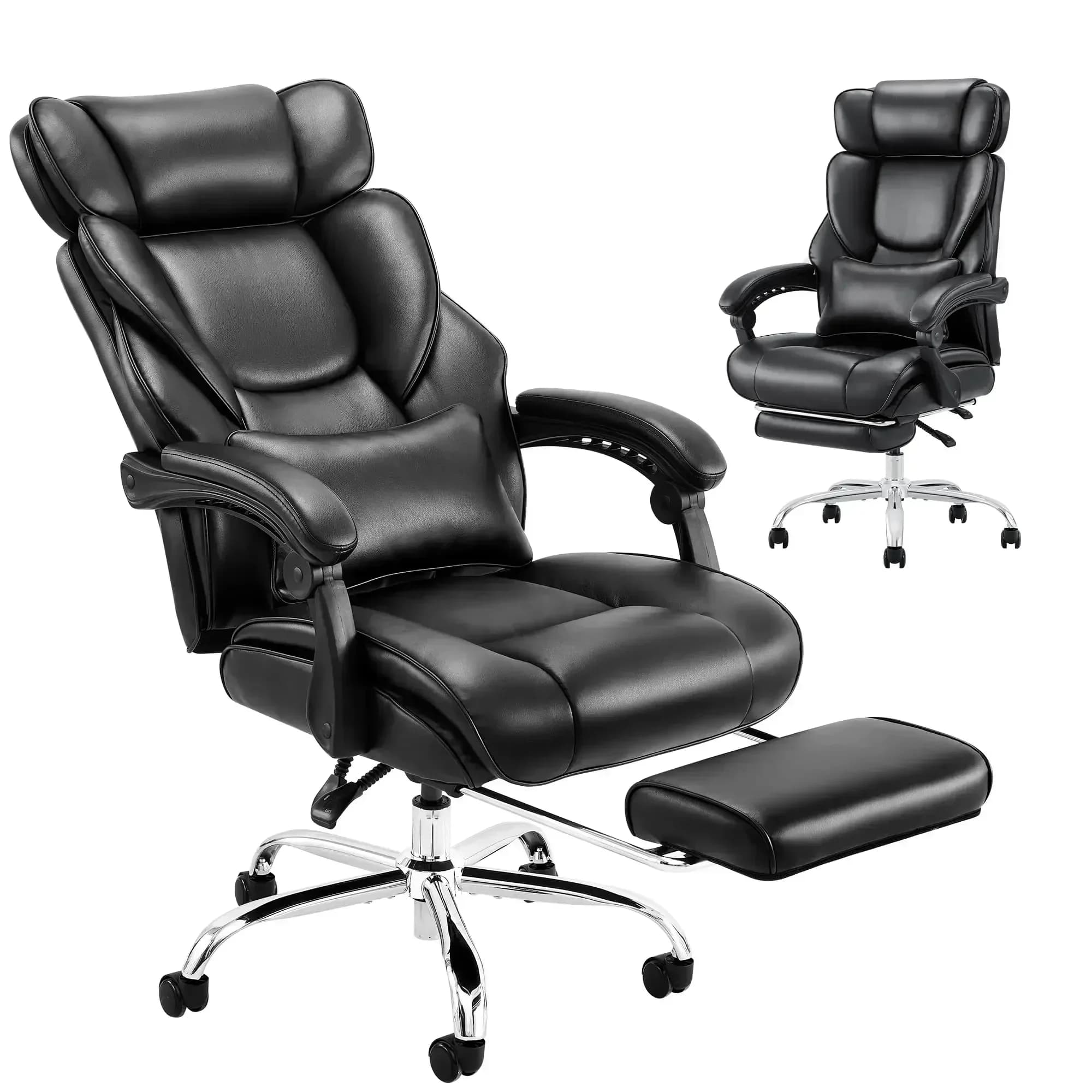 Sedia da ufficio SAT con poggiapiedi-Sedia ergonomica per computer con cuscino di supporto lombare extra, sedia da scrivania direzionale con schienale alto spessa B