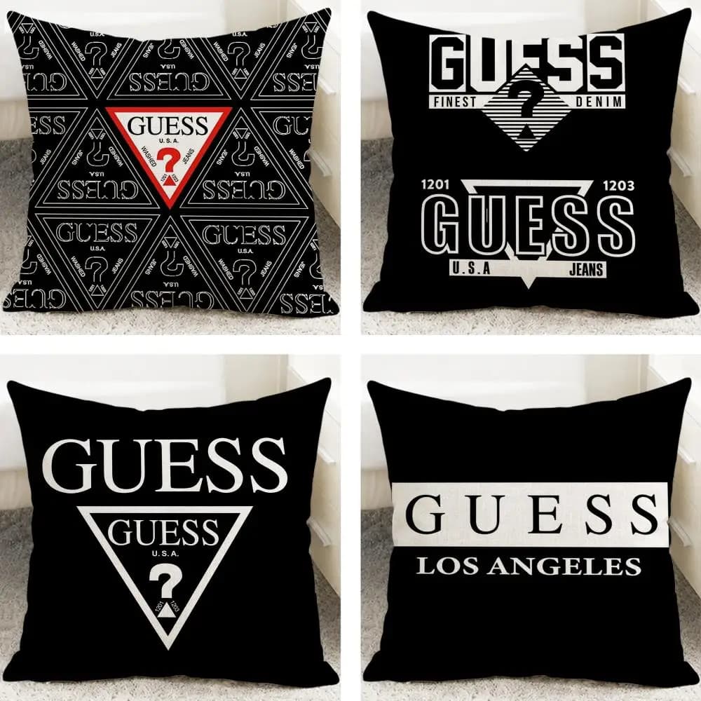 Brand Guess Logo Cushion Cover Cushion Covers Natural Linen Breathable Sofa Bedroom Decor Pillowcase