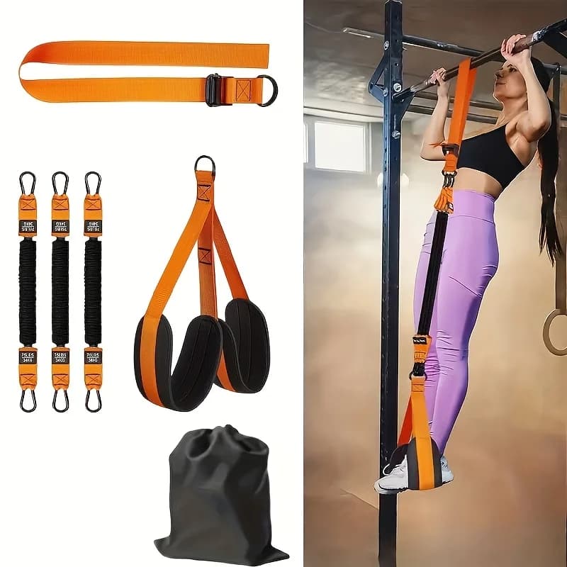 6-piece pull-up support belt for indoor fitness, auxiliary belt with horizontal bar, tension device, fitness tension rope, elast