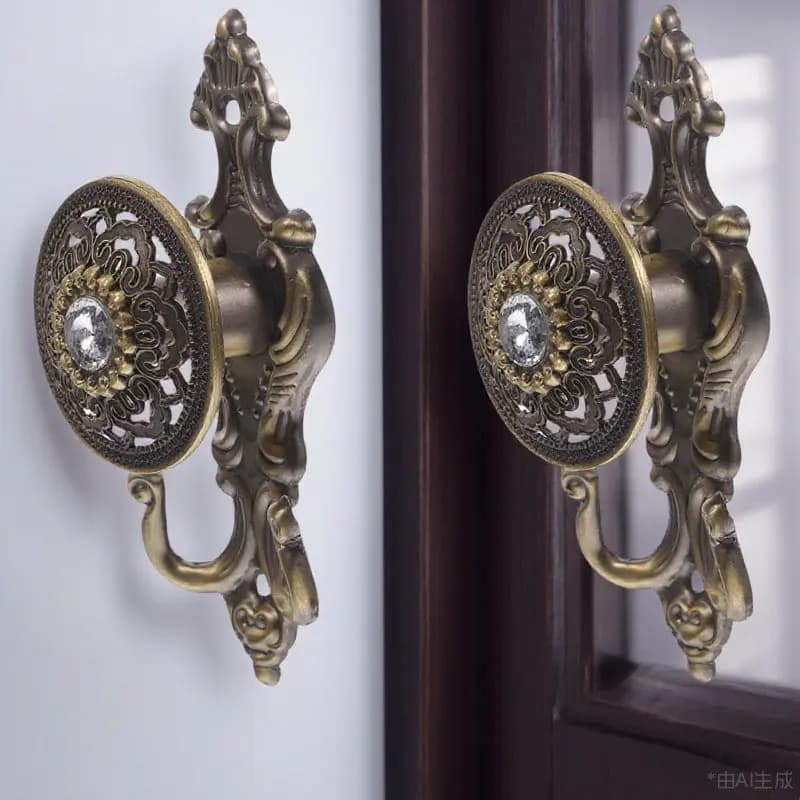 2Pcs Elegant Retro Rhinestone Curtain Hooks Decorative Alloy Hangers for Shower Curtain Bathroom Door Window Curtains Home
