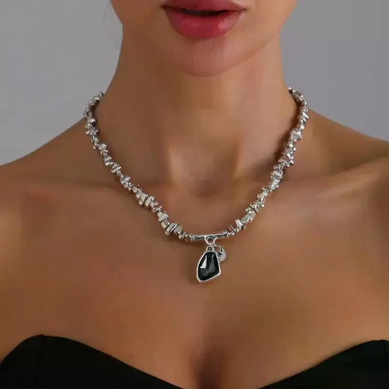 1/2 pezzi set di ciondoli in cristallo dal taglio elegante irregolare collana e braccialetto regalo di gioielli in metallo scintillante per le donne
