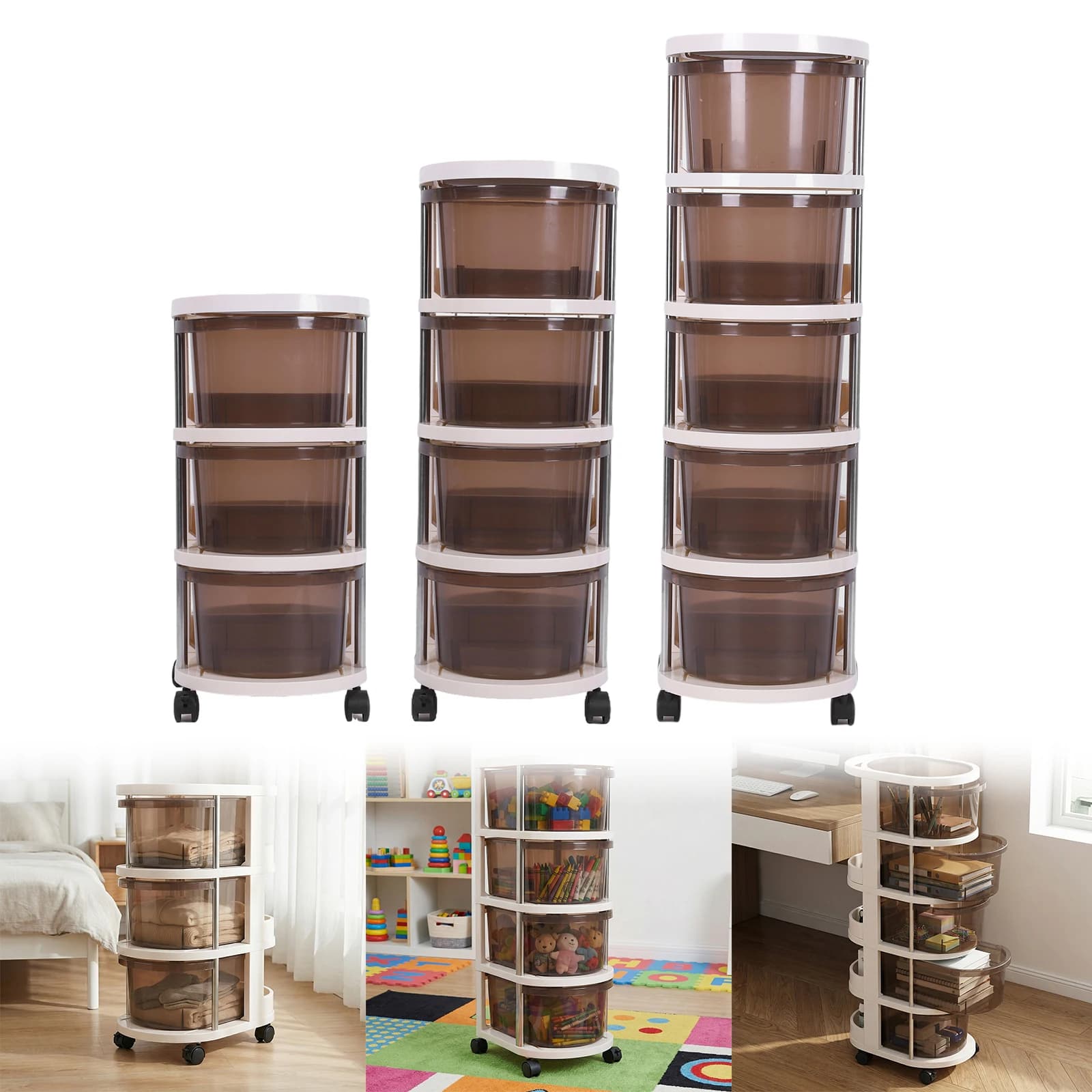 3/4/5 level drawer with wheels, multifunctional storage rack for kitchen, bathroom, laundry, tight spaces