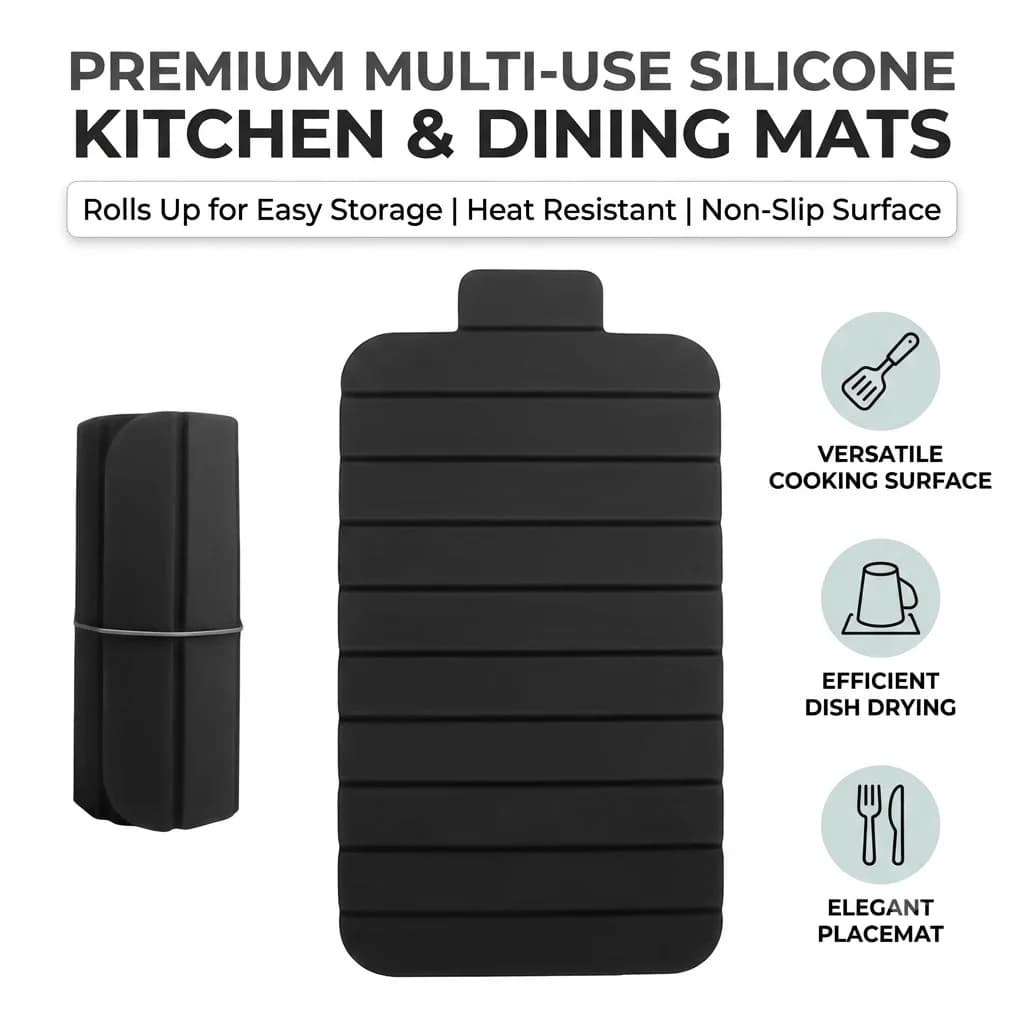 Portable Foldable Silicone Cutting Mat Double Sided Food Safe Non Slip Board For Kitchen Apartment Camping Home Countertop Use
